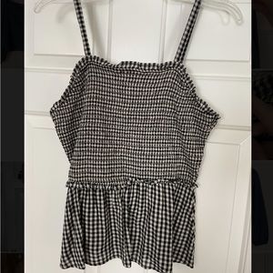 Old navy black/white gingham peplum top size M NWT